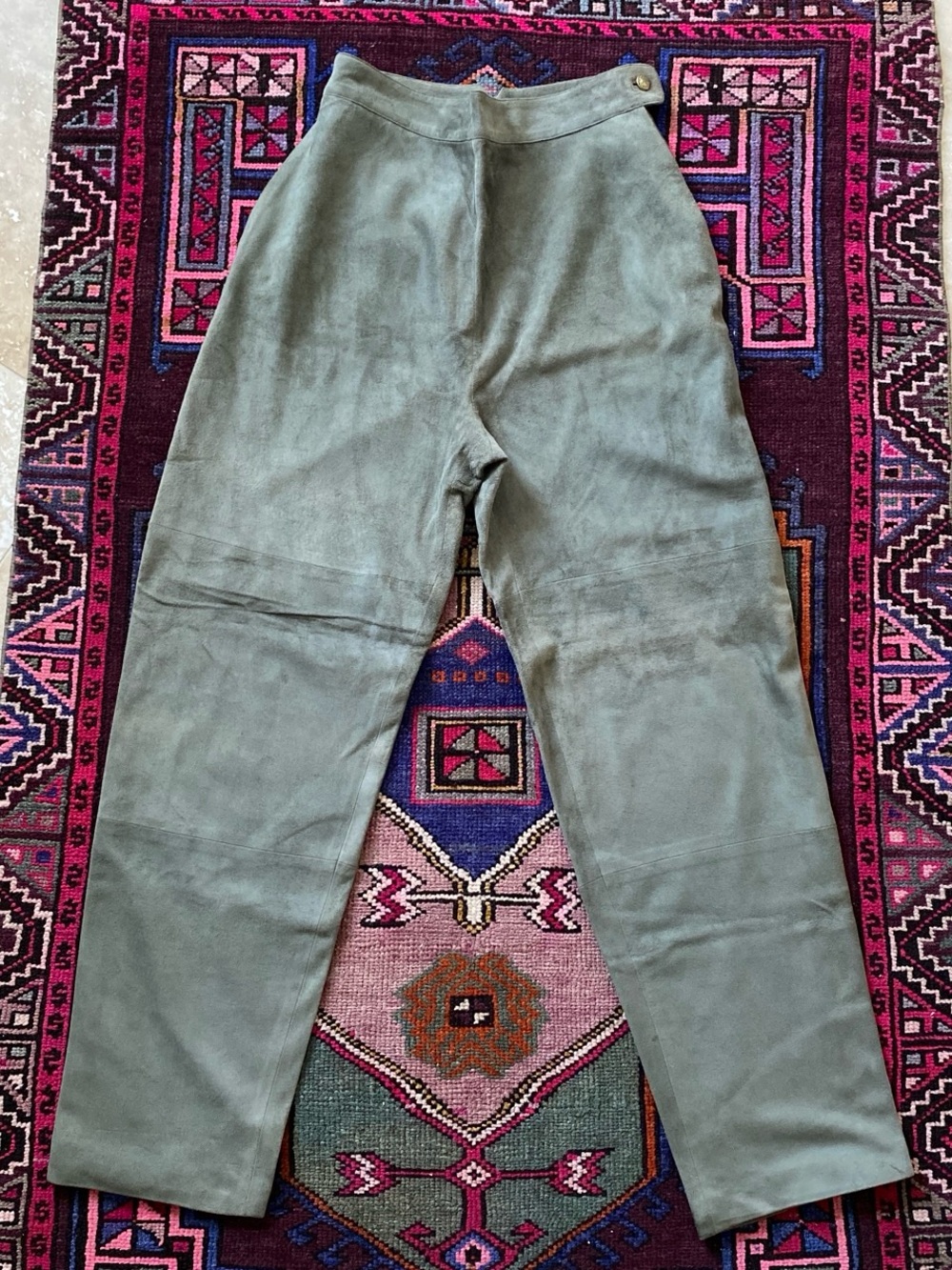 Vintage 80s Feramy Soft Suede Olive Green Pants